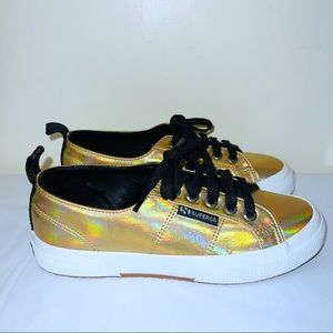 Superga x Jocelyn Gold Iridescent Holographic Low Top Sneakers